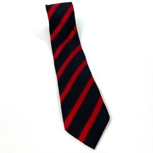 Gianfranco Valentino Luxury Silk Stripe Tie with Metal Bar 3” Navy/Red Designer